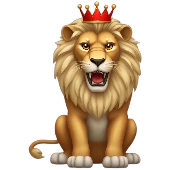 A angry lion in a red crown emoji