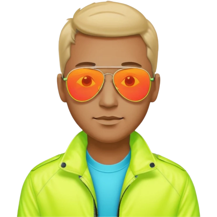 Neon theme man wearing reflective aviator sunglasses emoji