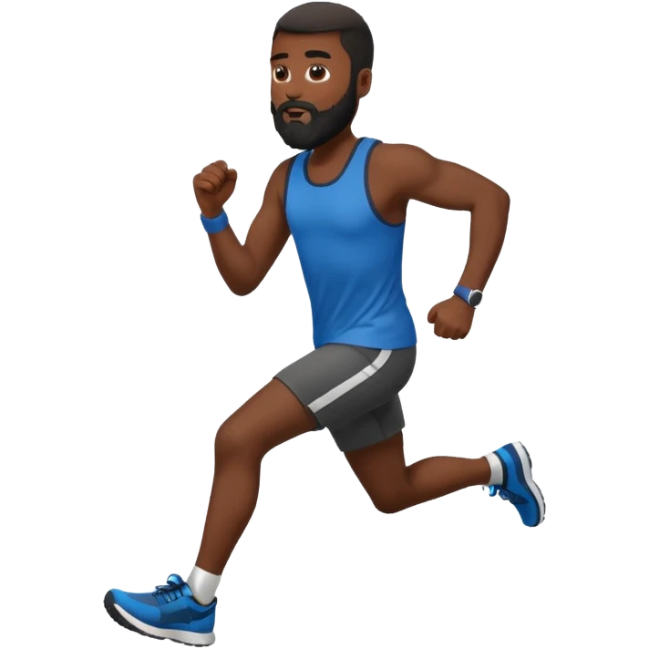 blackman with full beard running exercise sport emoji