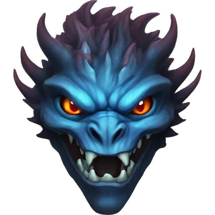 Dark black gray silver maroon fire zombie face dragon face photograph detailed blue flames in mouth blue glow emoji