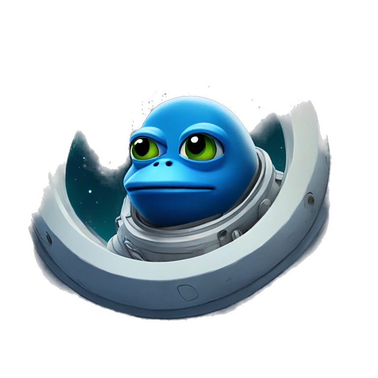 Blue pepe in space ship emoji