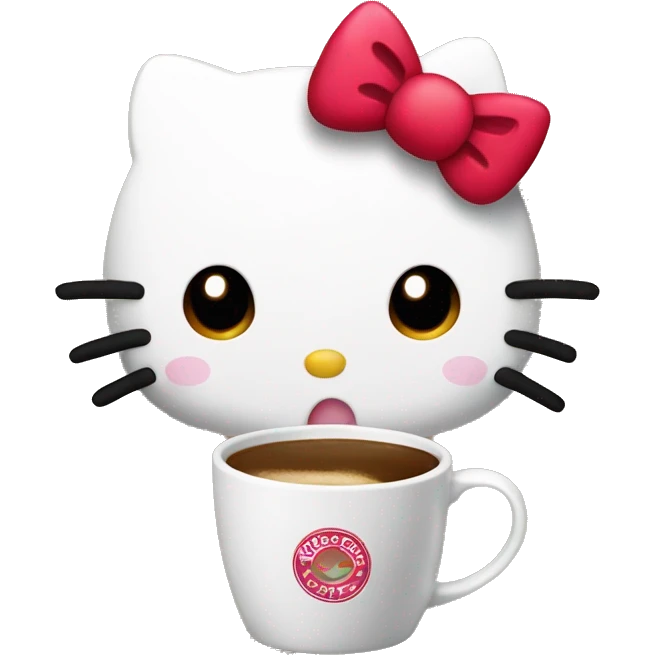 Hello kitty with coffee emoji
