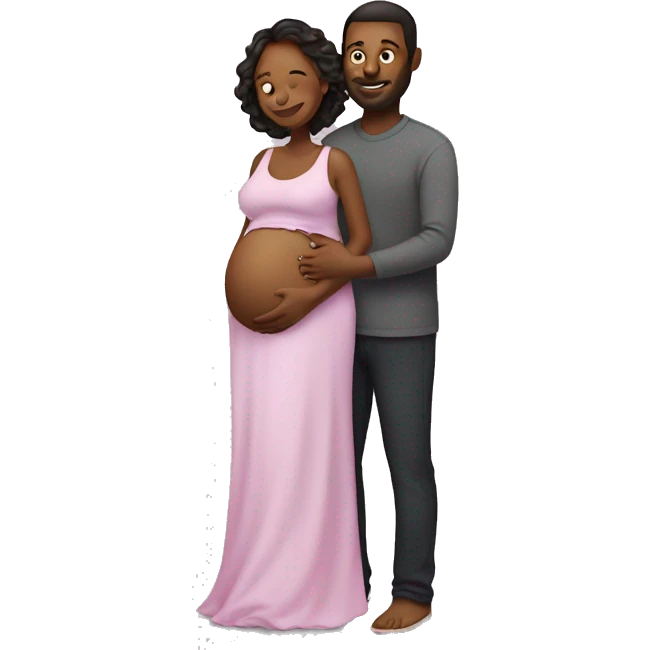 A pregnant woman with her husband  emoji