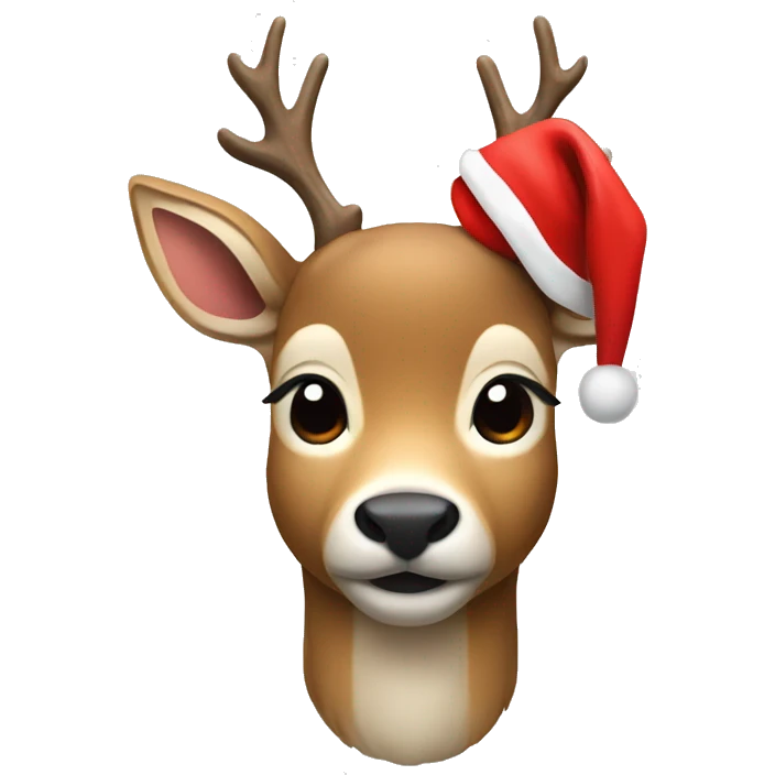 Deer with red nose and Santa hat emoji