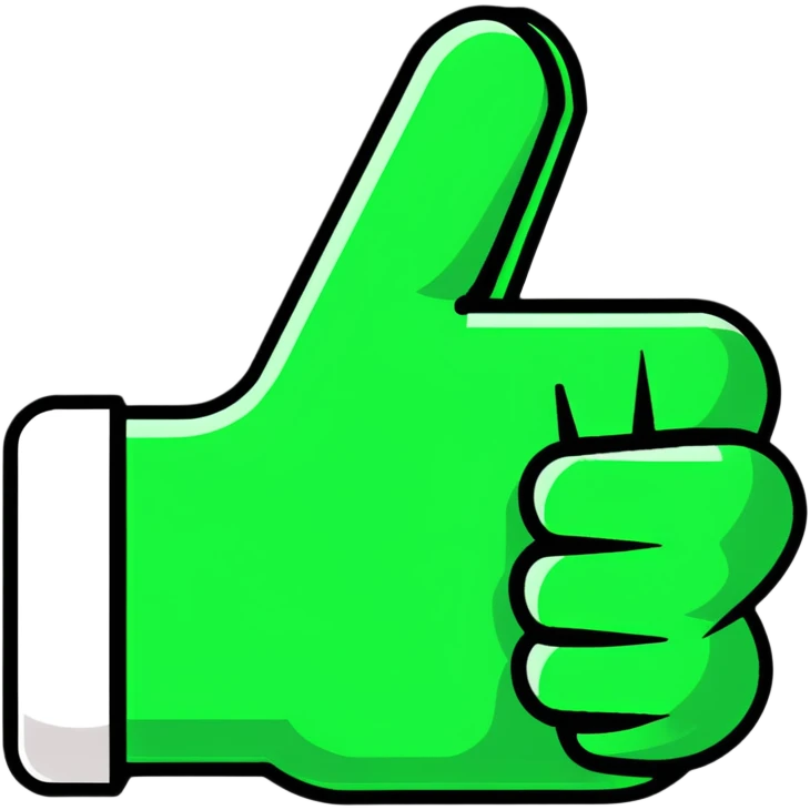 Geometric Maya style thumbs up - message received, strictly white and deep dark green only, angular sharp lines emoji