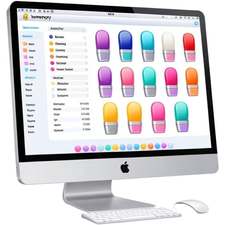 inventory software for beauty salon on iMac screen emoji