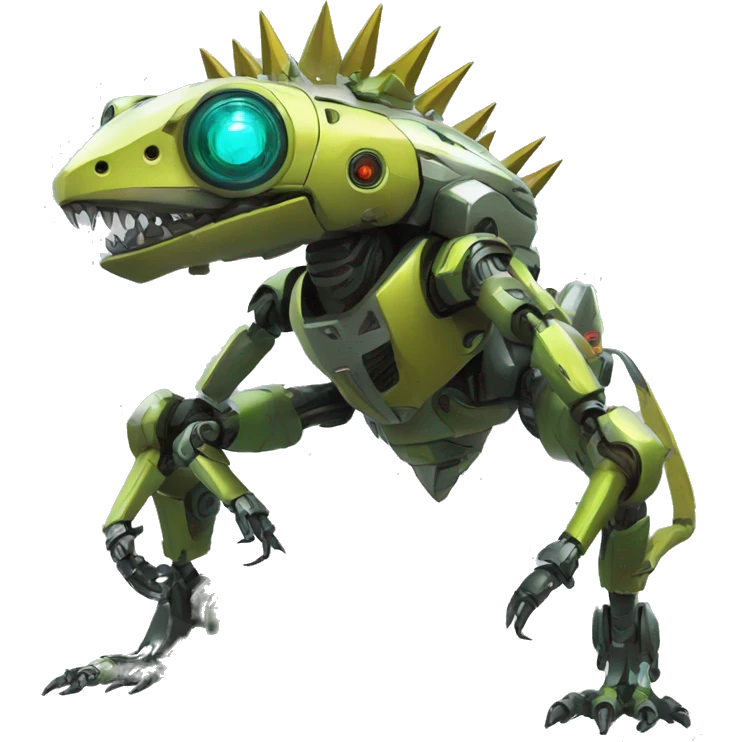 a futuristic mechanical spiky Medabot-lizard full body emoji