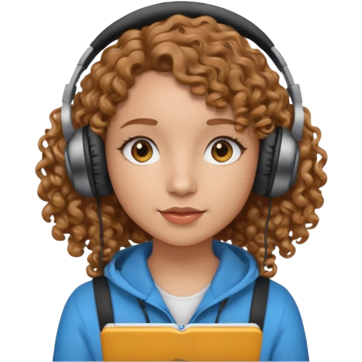 girl videomaker with light brown curly hair  emoji