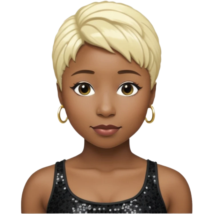 Cynthia Erivo with blonde hair, black sequin crop top emoji