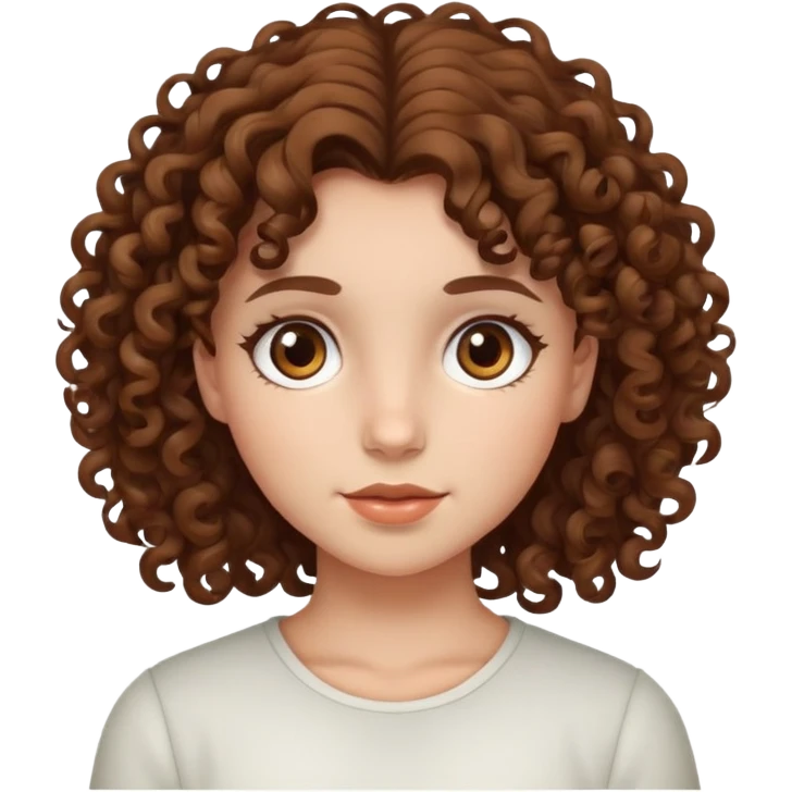girl with curly brown hair and brown eyes emoji