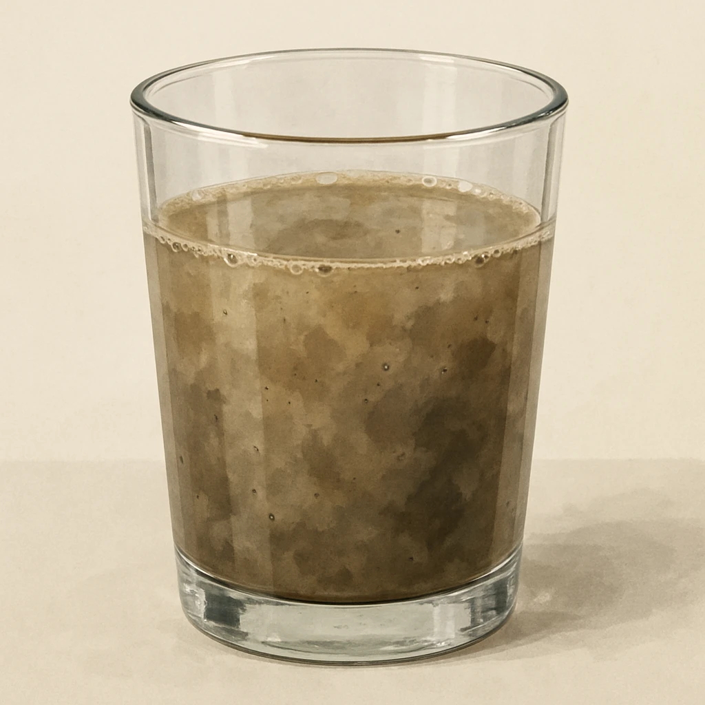 illustration of a glass filled with dirty water, focus on the murky liquid and glass transparency emoji