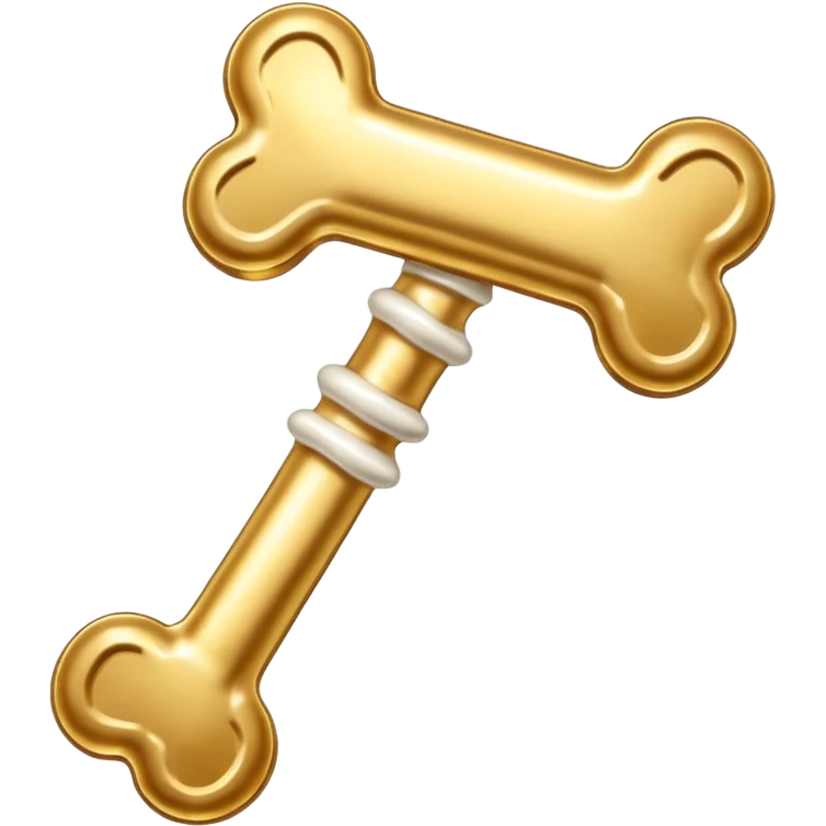 please generate an emoji of a  golden plated dog treat in the shape of a bone emoji