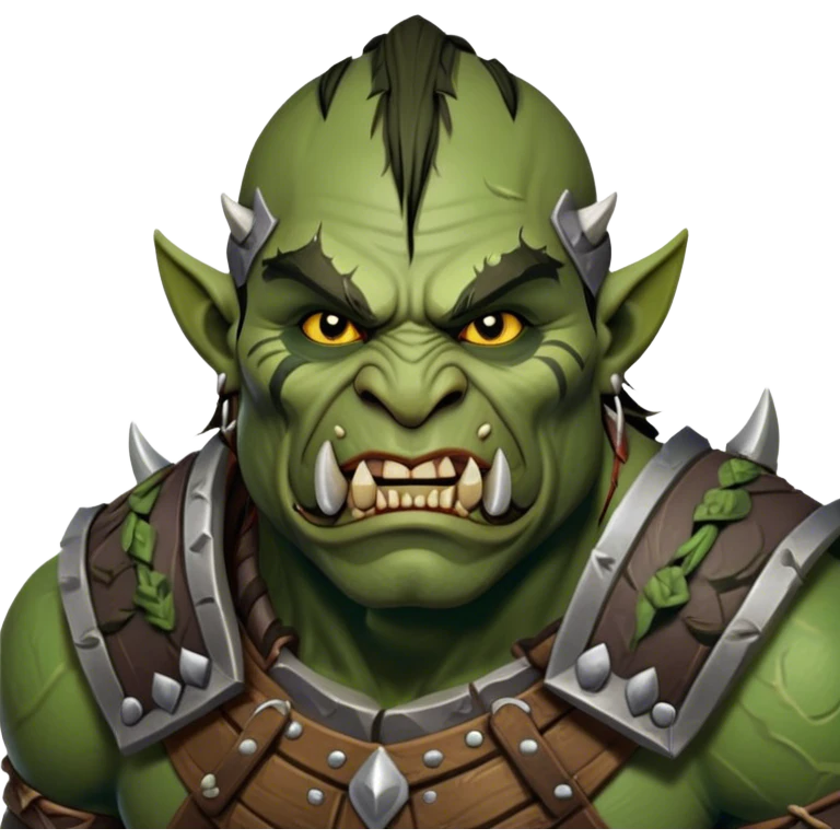 Cinematic Realistic WoW Orc Warrior Portrait, head tilted dramatically with an exaggeratedly amused expression, blending raw, primal might with a touch of unexpected humor. His battle-scarred green skin, robust muscles, and intricately detailed tribal armor in deep, earthy tones are rendered with lifelike texture and dynamic lighting, high shine, dramatic yet whimsical, capturing an orc warrior whose epic strength is matched by a playful, irreverent charm. emoji