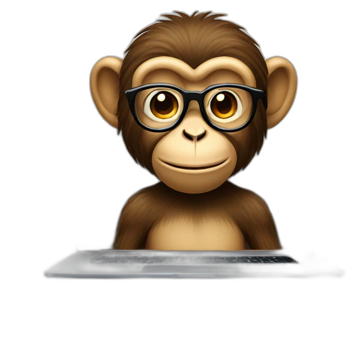 monkey with glasses and beard behind a laptop 2 emoji