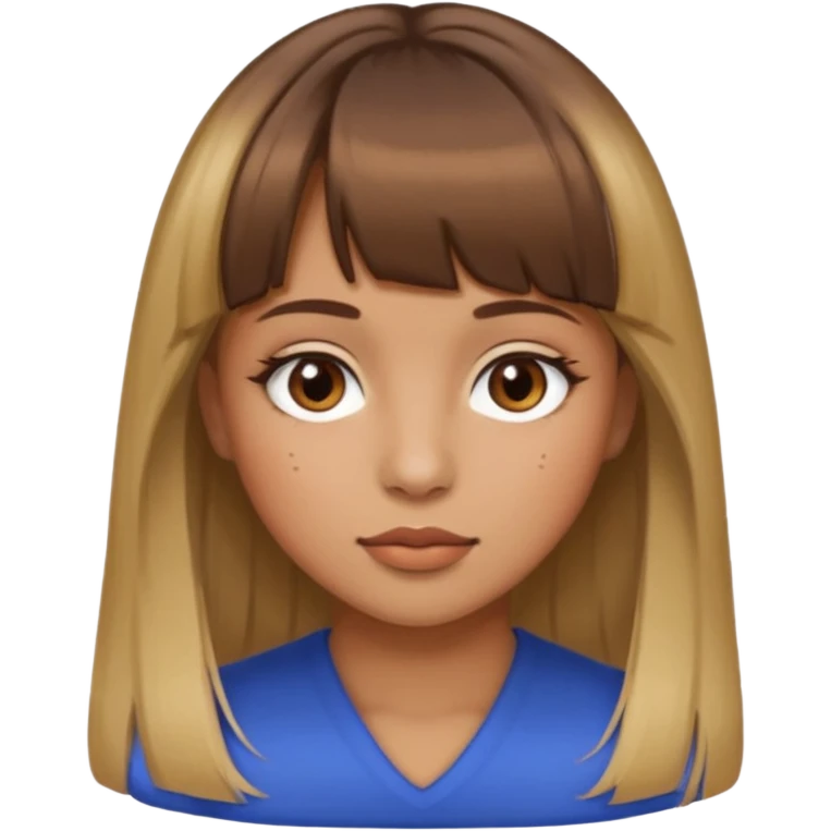 brown hair blonde highlights bangs tan skin girl mole above lip brown eyes emoji