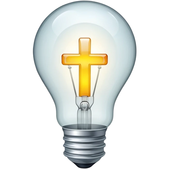 Shining and sparkling Light bulb with cross inside  emoji