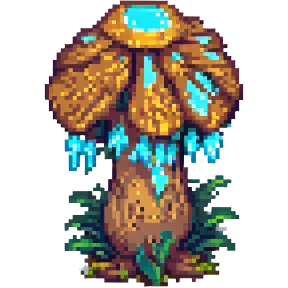 bioluminescent mushroom pixel art emoji