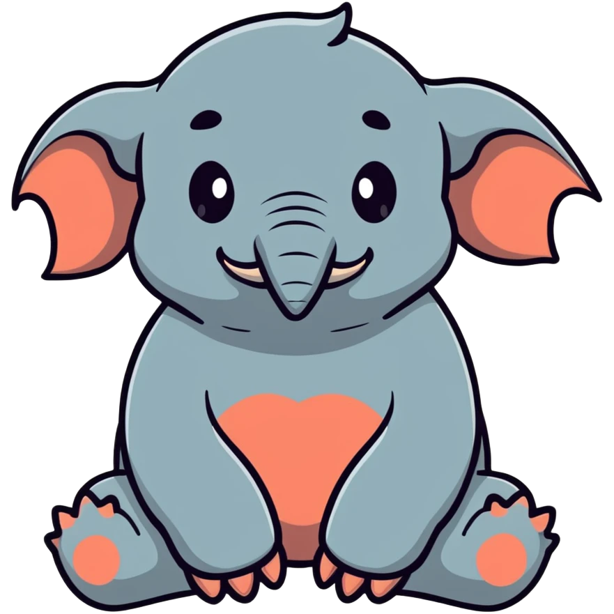WOSH (Homunculus Loxodontus), a gray blob-like creature with wrinkled skin, no neck, tiny hands resting on lap, patiently waiting emoji