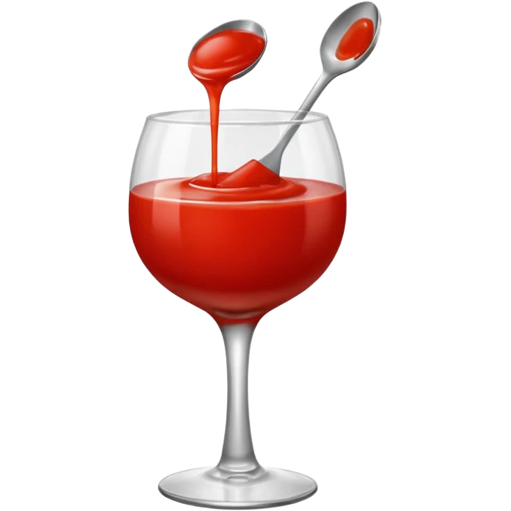tomato puree in a glass glass transparent with one spoon floating above emoji