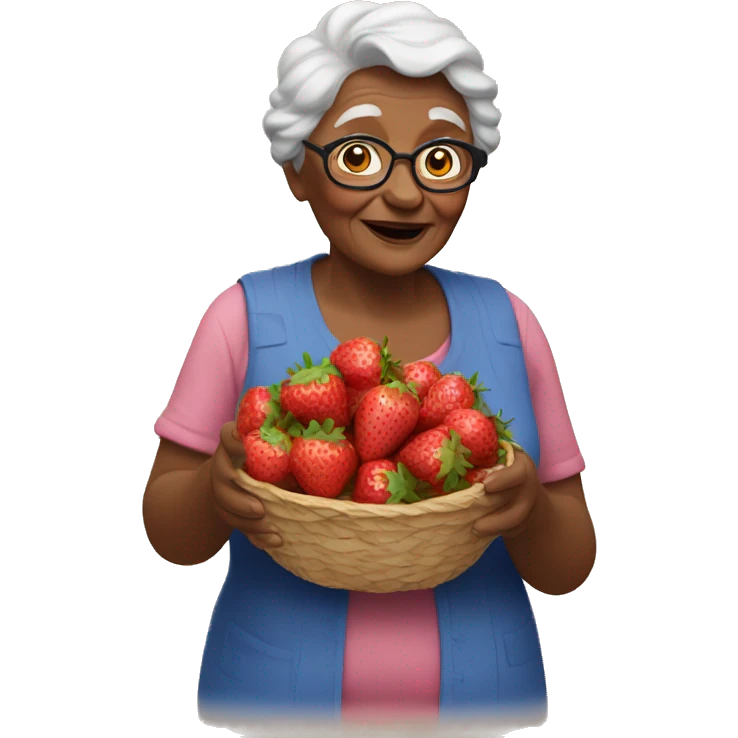 Grandma with strawberries in her hand  emoji