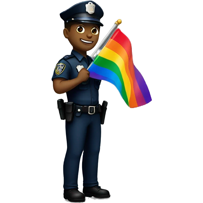 Police officer holding pride flag emoji
