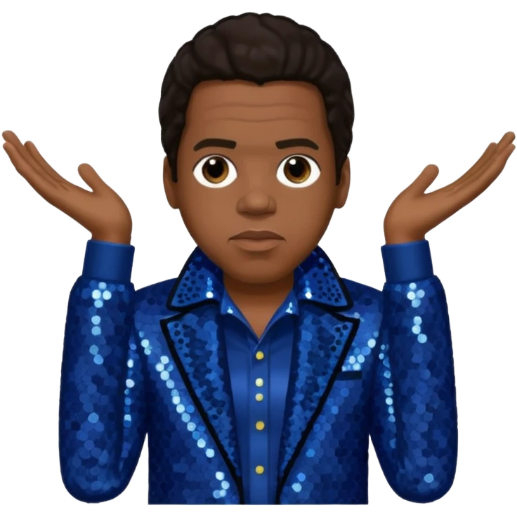 Jay-Z with dark brown hair, dark blue sequin outfit emoji