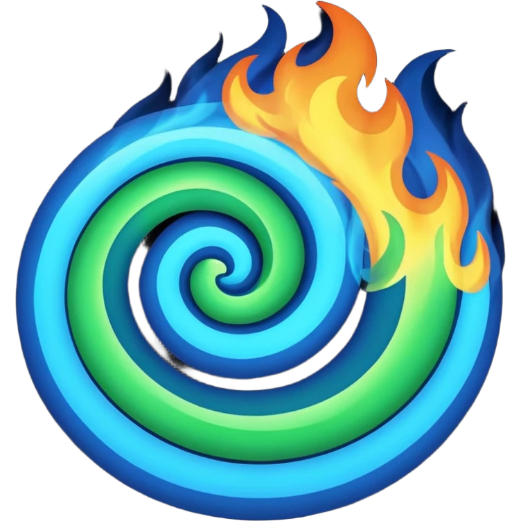 blue and green fire emoji