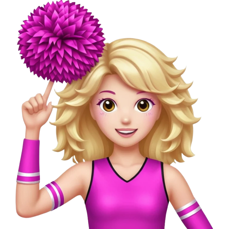 football cheerleader, hold a big cheering pom, pink and twinkle emoji