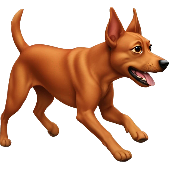 realistic solid red dog with pointed ears running emoji