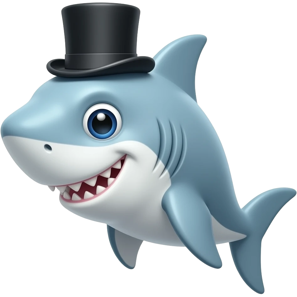 Shark with a top hat emoji