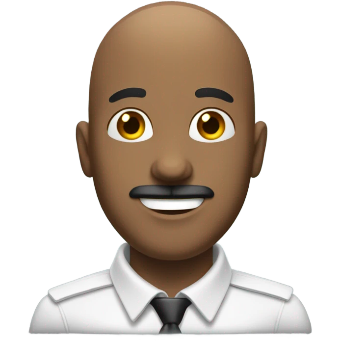 Bald man with mustache (dark brown hair) and 5’o clock shadow saying hi emoji