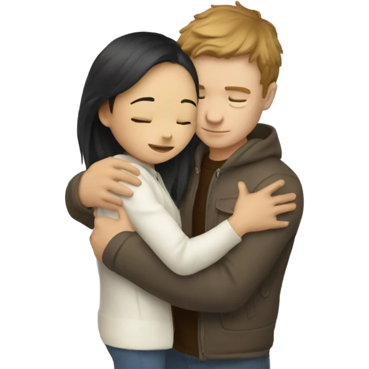 asiangirl hugs whiteboy emoji