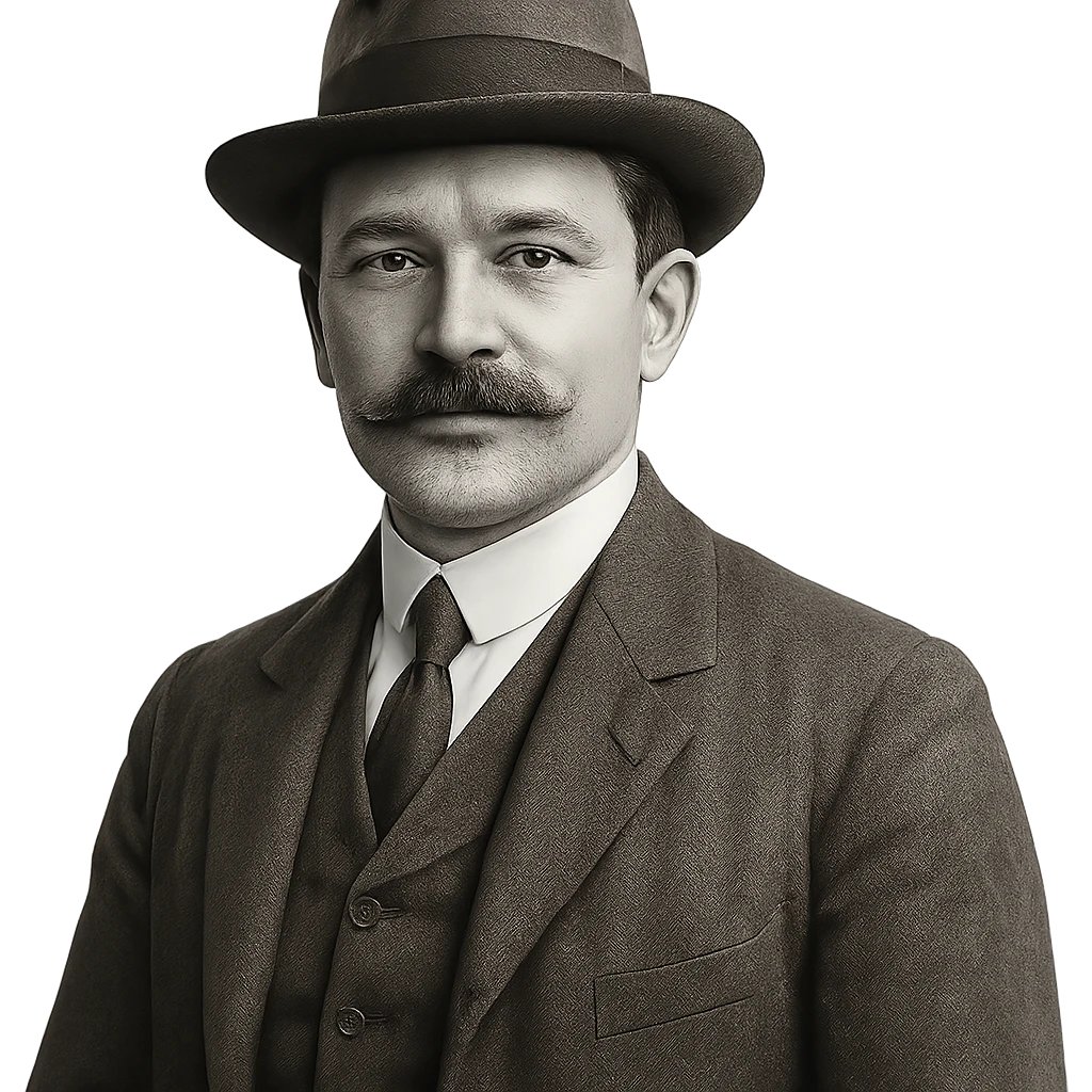a German man with a mustache and hat in classic style emoji