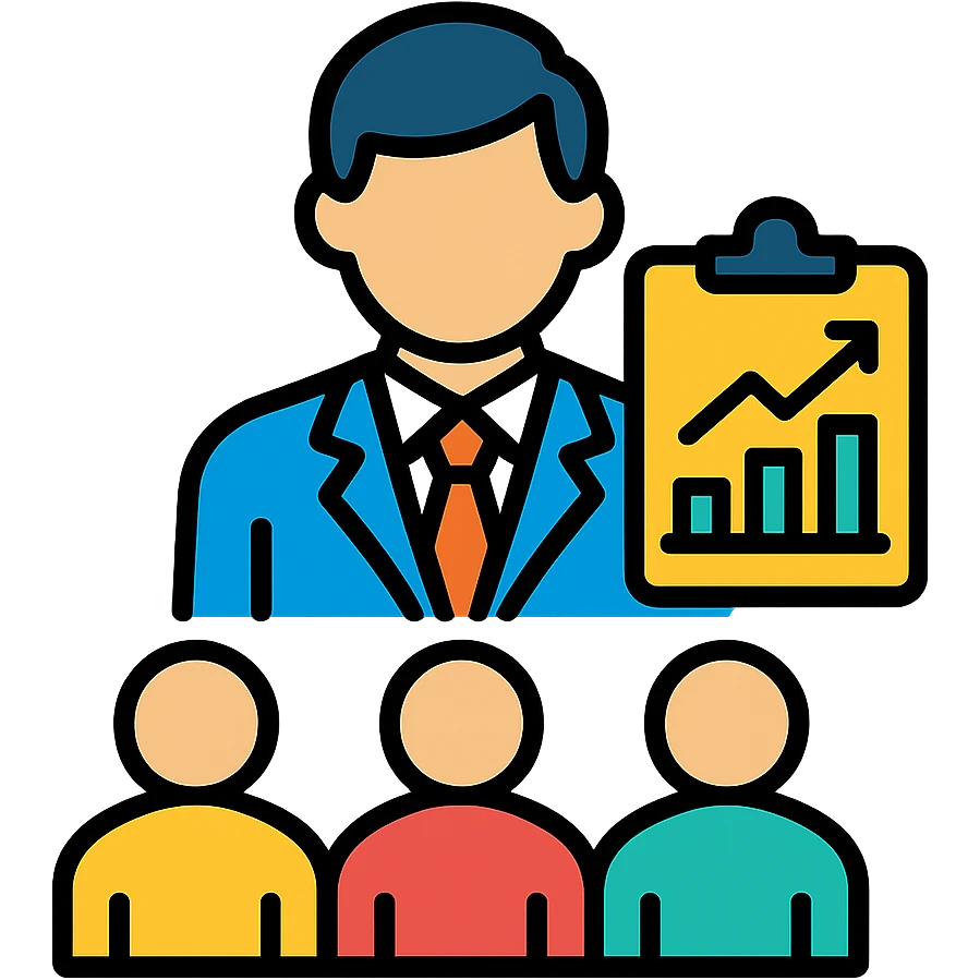 Staff manager, person in business attire with clipboard or chart, managing team members, professional leadership symbol emoji