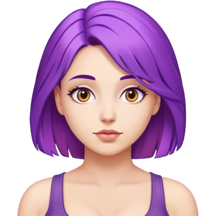 Woman with giant breasts and pirple hair  emoji