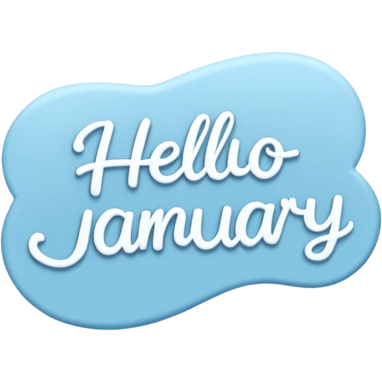 Blue “ hello January “ word light blue and aesthetic  emoji