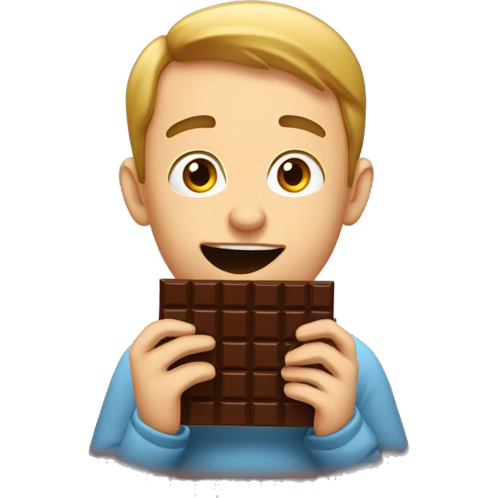 man eating some delicious chocolate, but the chocolate is runny and it runs down his face emoji