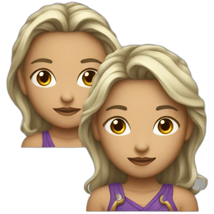 漂亮的女孩－长长的紫色头发－金色眼睛大大的 emoji