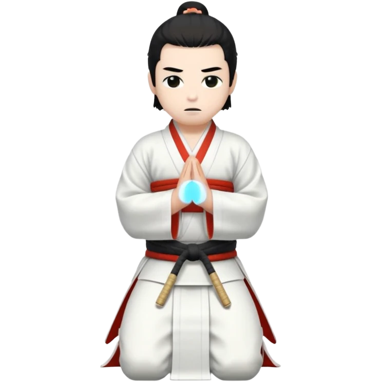 kneeling samurai in all white kimono emoji