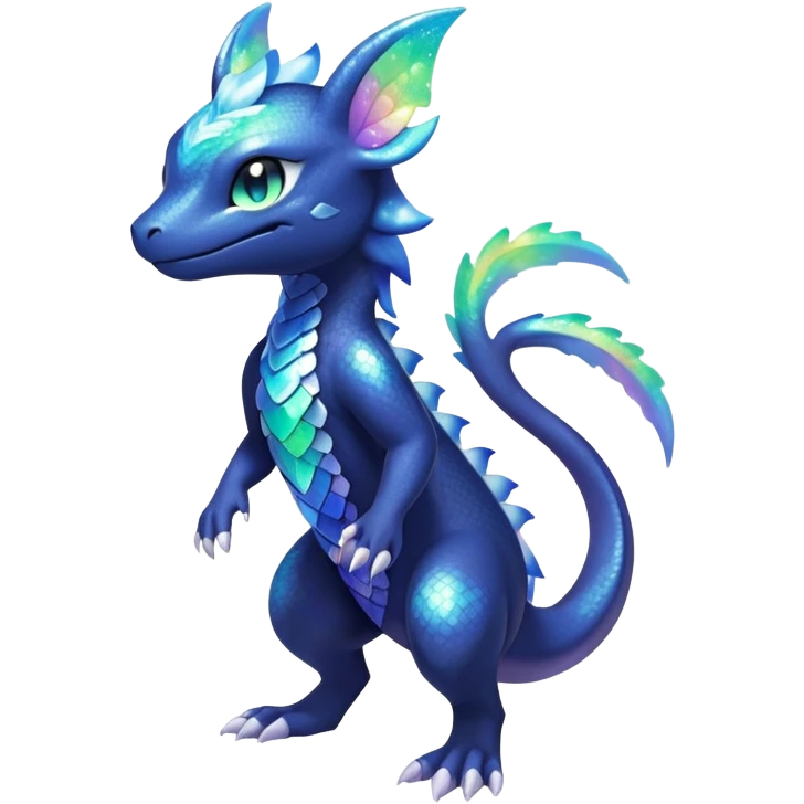 Rainbow crystalic Shiny pastel Nebulae Salandit-Meowstic-Noibat-Fakémon-hybrid-creature (full body)  emoji