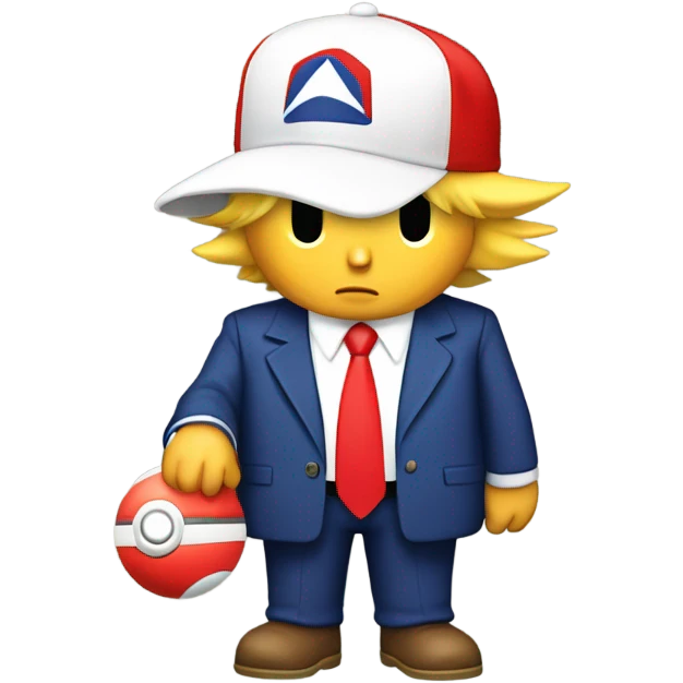 Trump wear ash ketchums hat holding poke ball  emoji