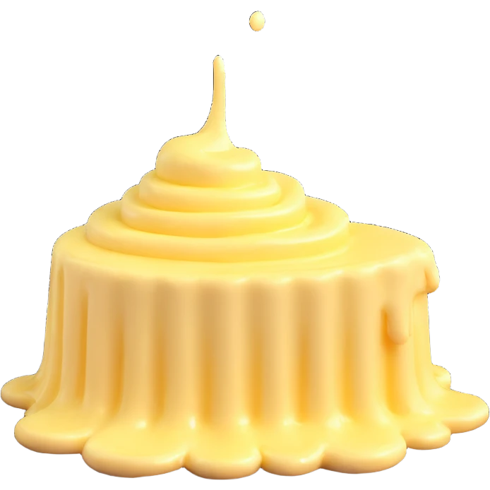 butter curl with a tiny pat of melting butter on top emoji
