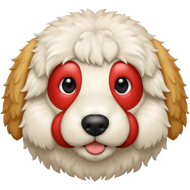 Can you make me an emoji of a white mini golden-doodle no brown in his fur with black eyes? emoji