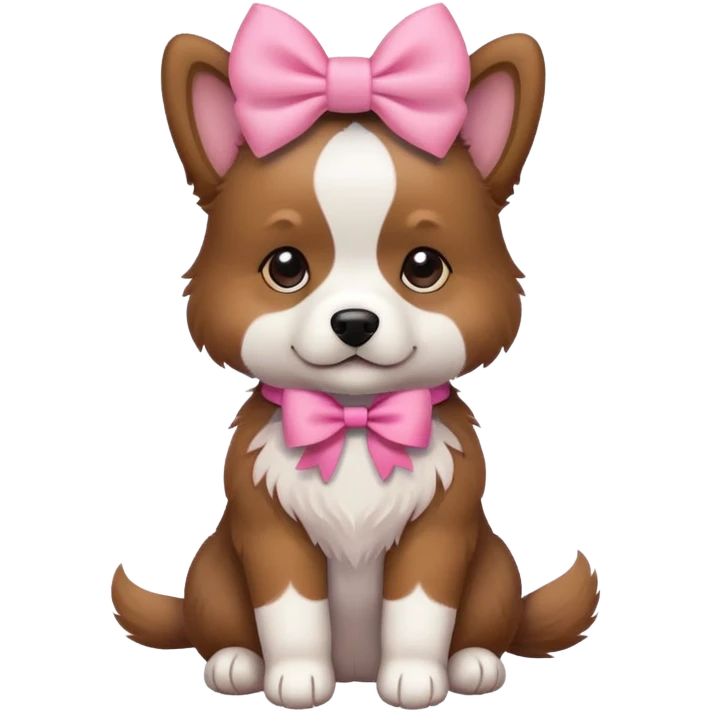 dog with pink bow sitting pose emoji