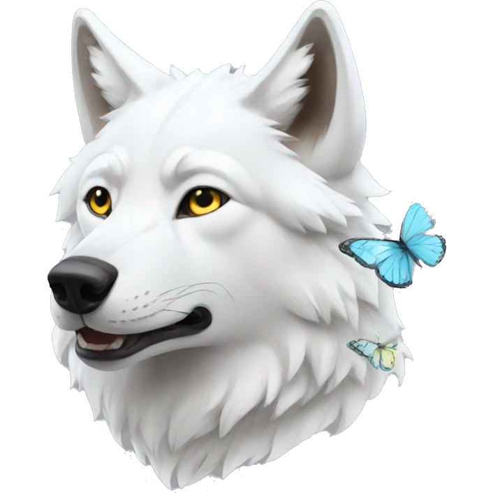 White wolf with butterflies emoji