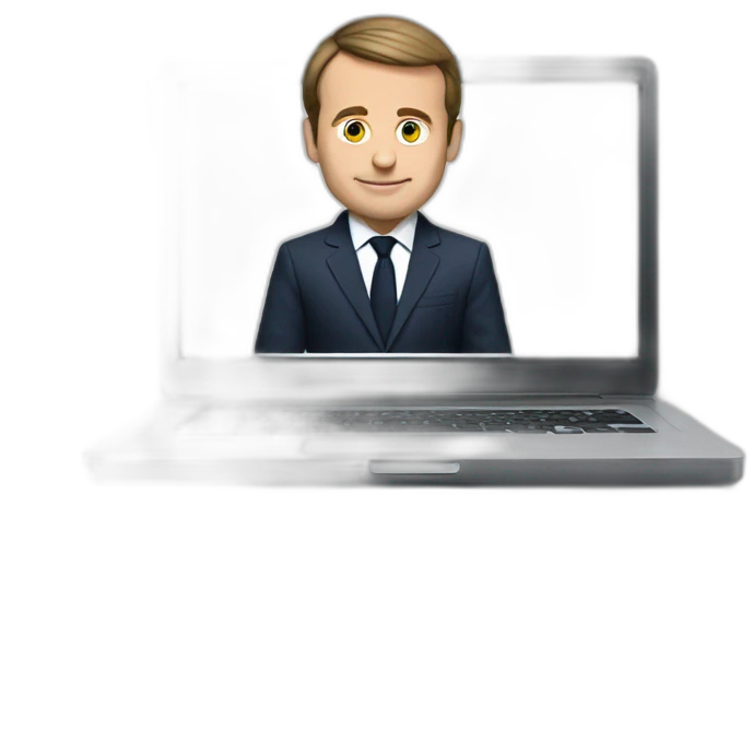 macron using laptop emoji