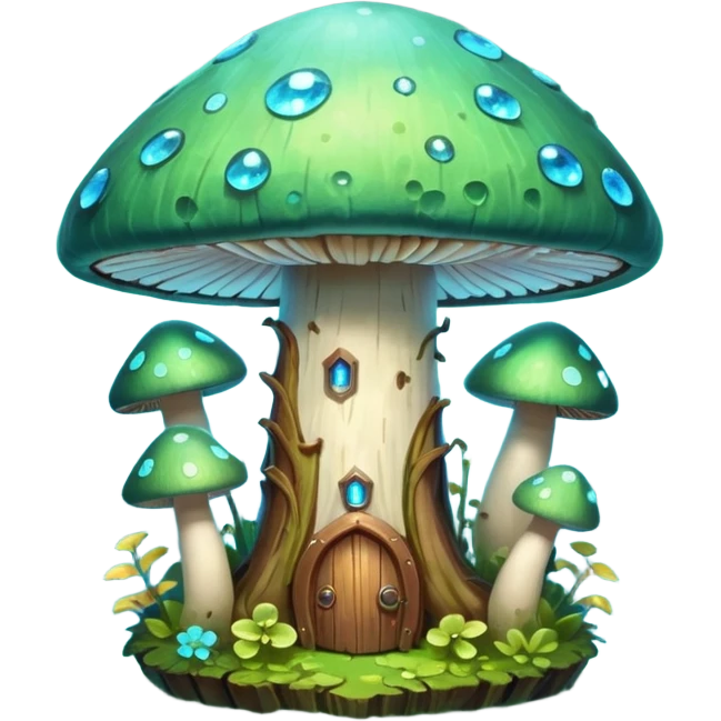 magical mushroom shield object icon, shield crafted from mushroom bark, glowing spores, fantasy forest design, soft green-blue aura, 3D cartoon, mobile game icon style, centered, clean background, no text, no watermark
 
 emoji