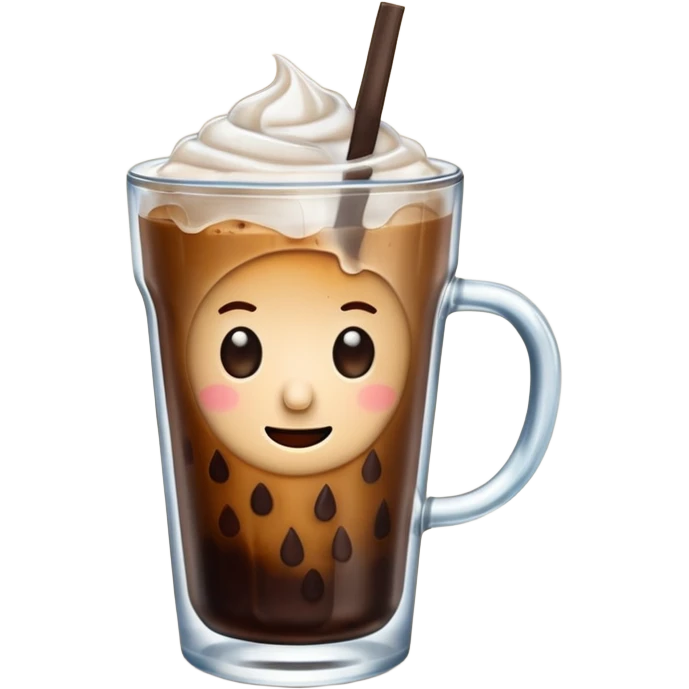 Cafe con hielo en una taza que diga ami emoji