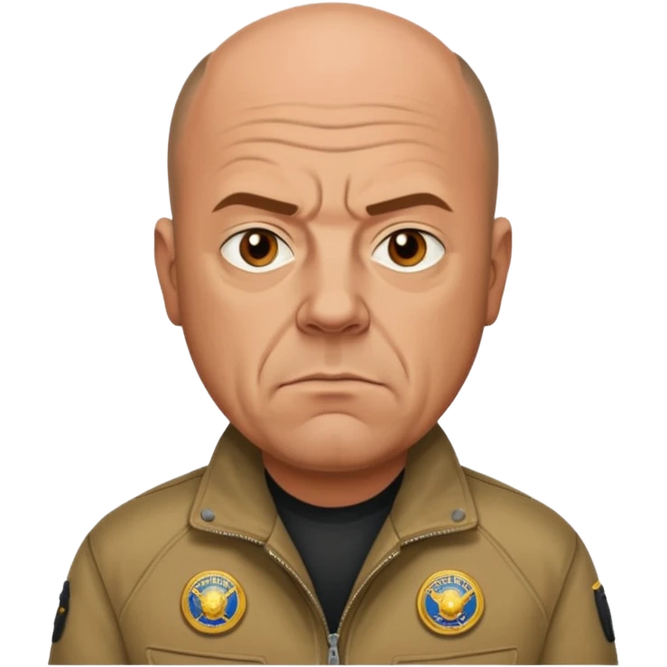 Create a realistic portrait of Hank Schrader in a DEA jacket with determined look. emoji
