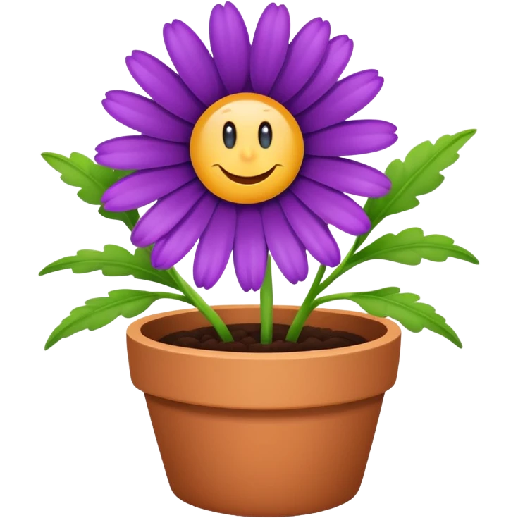 single purple daisy flower pot emoji